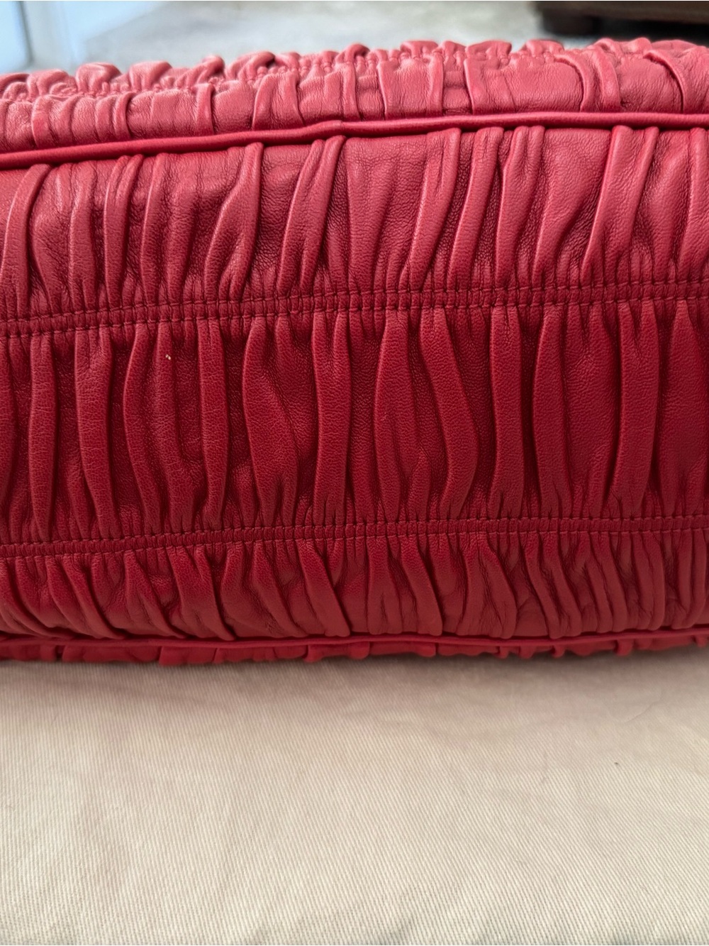 Prada Red Gaufre Satchel with Removable Strap - Picture 5 of 12